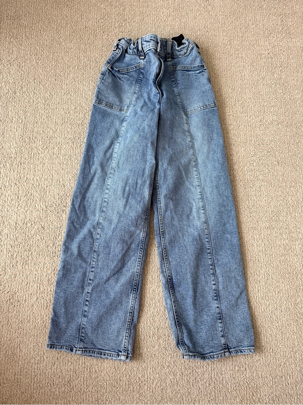 abercrombie kids light blue high rise wide leg jeans